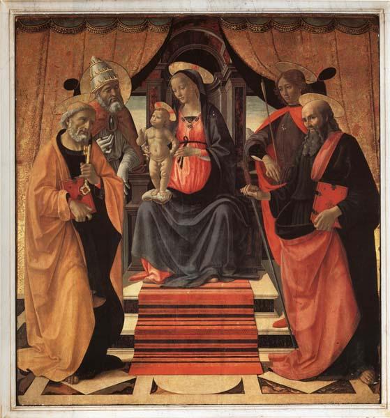 Domenicho Ghirlandaio Thronende Madonna mit den Heiligen Petrus,Clemens,Sebastian und Paulus oil painting image